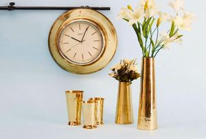Interior Handicraft Brass Flower <b>Vase</b> Holder Hammered Bottom Design for Antique <b>Vintage</b> Living Room Decor Home and Office - Product Image 5
