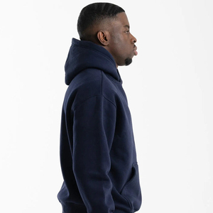 Sudadera con capucha de gran tamaño de algodón 100% para hombre Essentials, sudadera con capucha personalizada de invierno, cuello con hombros caídos, bolsillos, sudadera con estampado sólido - Product Image 5