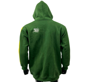 Venta al por mayor personalizado 400 GSM polar doble cremallera cordón Sudadera con capucha verde algodón mezclado cremallera Sudadera con capucha para hombres OEM personalizable - Product Image 4