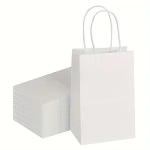 Promosyon özel noel lüks kraft beyaz kağıt hediye kendi logonuz ile alışveriş çantası ambalaj
