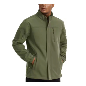 2025 última moda Color verde oliva hombres chaqueta Softshell nuevo diseño tela transpirable cuello alto Slim Fit chaquetas al aire libre - Product Image 1