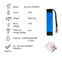 بطارية ليثيوم بوليمر XTREME1 بسعة 6500 مللي أمبير في الساعة، بطارية بديلة XHB2.54/5P لسماعات XTREME 1 2 3 GSP0931134 قابلة لإعادة الشحن