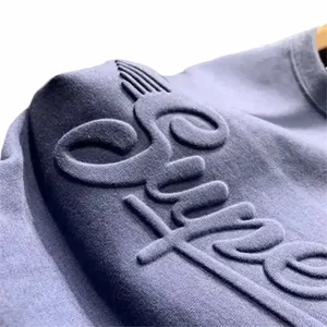Oem Emboss kaus Logo pria kaus katun ukuran besar polos grafis kustom 3d timbul kaus pria kaus cetak Digital