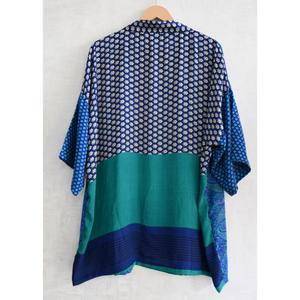 Kimono de Seda Indio Hecho a Mano con Parches, Chaqueta Corta Informal, Estampado Bohemio, Ropa de Dormir, Talla Grande, Transpirable, Hasta la Rodilla - Product Image 4