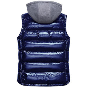 Chaleco acolchado unisex para invierno, Abrigo acolchado personalizado con cremallera frontal informal sólida de lona - Product Image 2