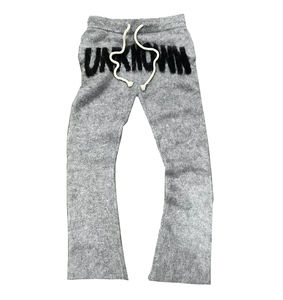 Pantalones de Punto Térmicos de Invierno Personalizados, Estilo Urbano, Tejido Apilado, Estilo Y2K, Casuales, de Mohair, para Hombre - Product Image 4