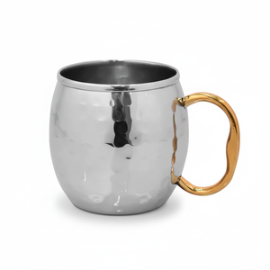 Produit en acier inoxydable personnalisé classique en cuivre pur plaqué tasse de mule de Moscou tasse de mule de Moscou martelé et poignée en laiton - Product Image 1