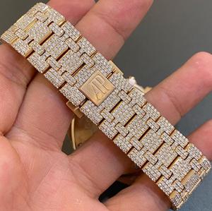 Reloj Cronógrafo de Lujo con Moissanita y Cristal, Esfera de 20mm, Acero Inoxidable con Acabado Dorado, Ecológico, Unisex, Joyería Hip Hop - Product Image 2