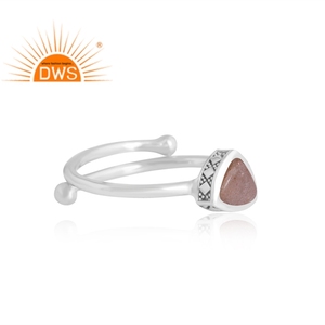 Latest Selling 925 Sterling Silver Natural Peach <b>Moon</b> Stone Gemstone <b>Ring</b> Custom Jewelry For Women Gift For Her - Product Image 4