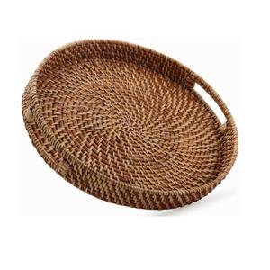 Canne grand plateau de service rond avec poignée différentes tailles pour la maison restaurant plage côté salon etc. canne personnalisée naturelle - Product Image 6