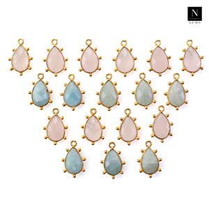 Pendentif à facettes en forme de poires naturelles Pendentif en pierre précieuse à boucle unique en argent plaqué or Lot en gros pour la fabrication de bijoux - Product Image 6