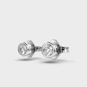 IGI Certified Lab Grown Round Diamond Bezel Stud <b>Earrings</b> Solid 925 Sterling <b>Silver</b> Minimalist Diamond Stud <b>Earrings</b> - Product Image 2