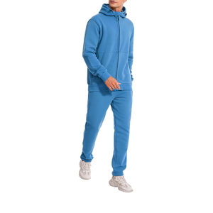 Conjunto de chándal de sudadera y joggers de gran venta, conjuntos de chándal lisos en blanco con cierre de cremallera y capucha personalizados a la mejor venta - Product Image 1