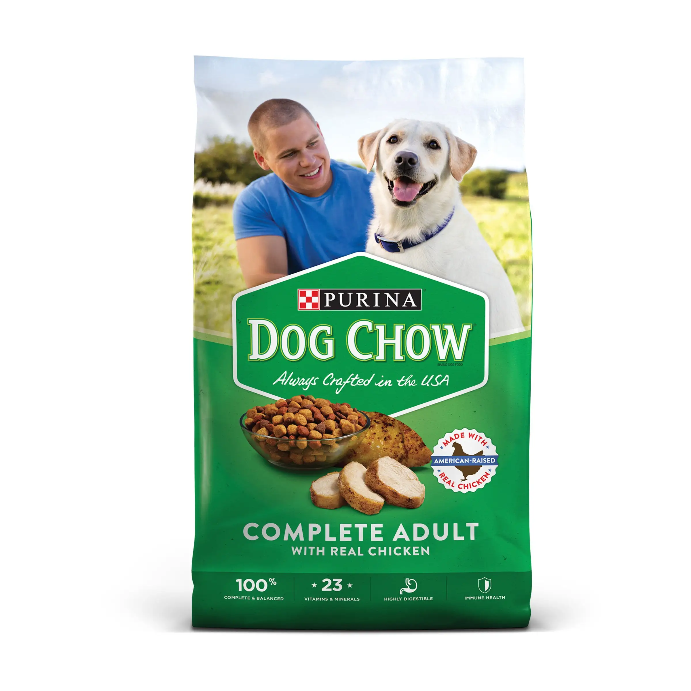 Purina Dog Chow Wholesale、American Raised Real Chicken Dry Dog Food (大人) 18.5 Lb。バッグ