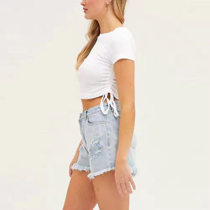 Custom High Waist Denim <b>Shorts</b> for <b>Men</b> and Women Summer Casual Style Factory Price OEM Service Available Solid <b>Pattern</b> - Product Image 3