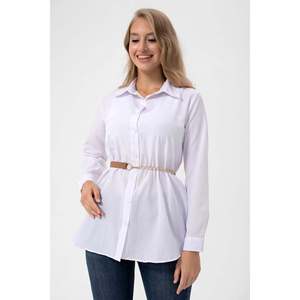 Chain-detailed thin <b>elastic</b> women's <b>belt</b>, suitable for jackets, shirts, and dresses. - BEIGE - Product Image 3