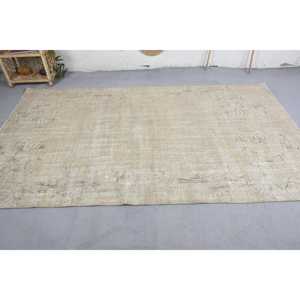 Tapis turc vintage moderne de 5.2x8.9 pieds, tapis en laine beige tissé à plat avec support en latex pour décorations de salon - Product Image 3