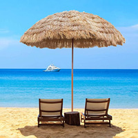 Parasol de luxe pour hôtel et station balnéaire Parasol de plage en bambou naturel avec feuille de palmier et chaume