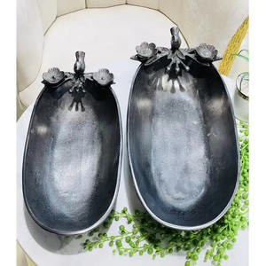 Tazón de vajilla de aluminio con acabado oscuro, forma ovalada para el hogar y hoteles, vajilla, tazón para servir comida, tazones de frutas hechos a mano - Product Image 6