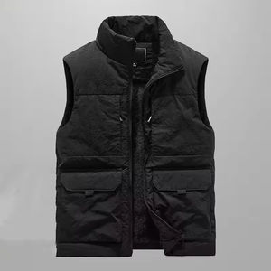 Men's Summer Winter Warm Formal Puffer Vest Zipper Closure Nylon Short Vest <b>Camisole</b> Multiple Pockets Outerwear 100% Polyester - Product Image 5