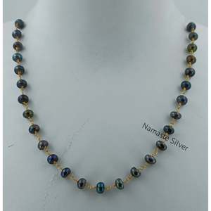 Collar de Perlas Negras de Agua Dulce Hechas a Mano con Plata de Ley, Collar de Perlas de Agua Dulce con Hilo de Cuentas de Una Sola Línea y Relleno de Oro - Product Image 6