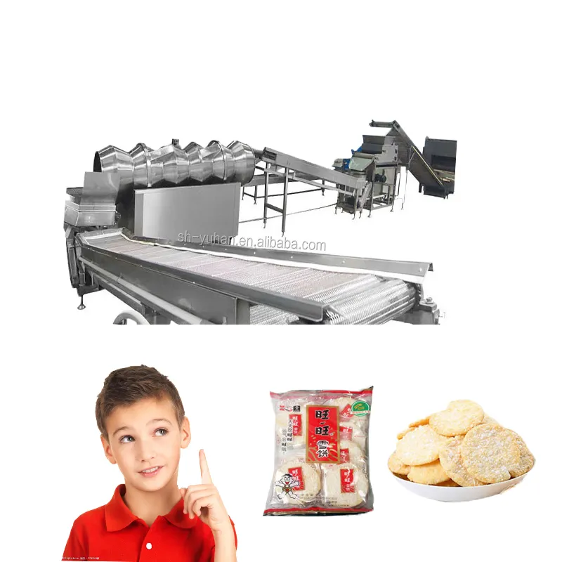 Máquina para hacer galletas de arroz, galleta de arroz inoxidable, planta para inflar bocadillos, línea de procesamiento de alimentos
