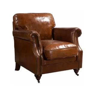 Corby Modern Luxury Design Distressed Tan Fabric Armchair Aged Look Brown Single Seater Sofa for School Workshop Park - Product Image 3