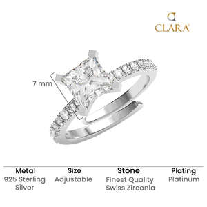 Anillos de Plata de Ley 925 de Primera Calidad para Mujer, Diseño Geométrico Romántico, Corte Princesa, Diamante, Rodio, Platino Fino - Product Image 5