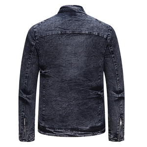 Chaqueta de Mezclilla para Motociclista, Estilo Vintage, Lavada, de Algodón, Color Sólido, Informal, de Marca, para Otoño 2025, Cortavientos - Product Image 2