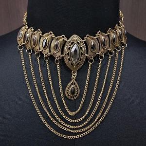 Collar llamativo de oro antiguo de Urthn Stone 1110757A cadena de eslabones clásica de moda aleación diamante perla circón para mujeres con estilo - Product Image 1