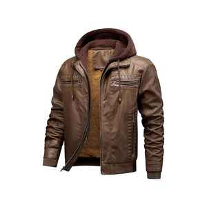 2026 Custom Cowhide <b>Genuine</b> 100% Leather Windproof Cotton <b>Nylon</b> Jacket Zipper Closure Men Leather Jacket - Product Image 2