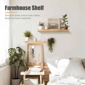 Estantes flotantes de madera natural de 24x9 pulgadas, estantería de pared para exhibición y almacenamiento, estante flotante de madera - Product Image 2
