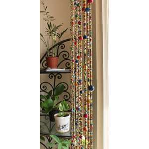 Guirlande de porte bohème faite à la main avec perles et clochettes, décoration artistique de luxe pour salon, motif abstrait, style traditionnel - Product Image 1
