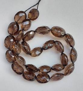 Perles de pierres précieuses en quartz fumé facetté de forme ovale, perles en vrac pour la fabrication de bijoux, qualité supérieure, certifiées IGI, toutes tailles - Product Image 2