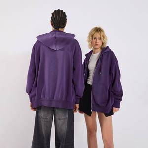 Unisex Full Zip Hoodie Cotton French <b>Terry</b> Acid Wash Vintage Style Custom Zipper Sweatshirt Blank Streetwear <b>Bulk</b> Wholesale OEM - Product Image 5