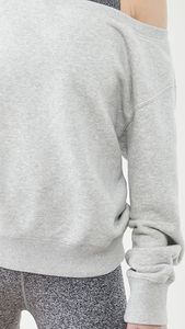 Sweat-shirt en molleton à col rond et épaules dénudées pour femmes en gros - Couleur et logo personnalisables, qualité supérieure, coupe ample, manches longues - Product Image 5