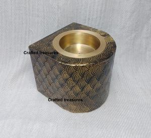 Handcrafted Hexagonal Pierced Brass Tealight Holder Moroccan Style Cutwork <b>Candle</b> Stand with Gold Inner Cup Ethnic Home Decor - Product Image 4