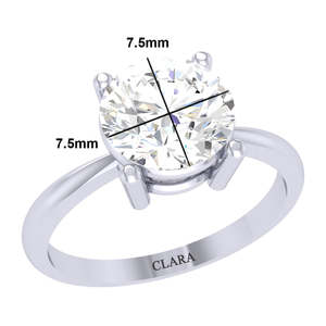 Anillo Solitario Clara de Plata de Ley 92.5 para Mujeres y Niñas, Chapado en Oro Blanco, con Circonita de Corte Brillante, para Compromiso - Product Image 3