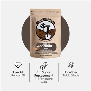 ORGANIC FIELDS 300g Organic Coconut Sugar Raw Granular Low GI Non-GMO Bag Packaging Natural Sweetness Sugar Alternatives - Product Image 1