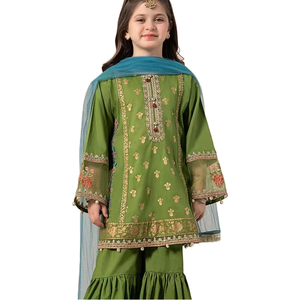 green emerald velvet dress adan-libas Pakistani Dress Blue Festive Net