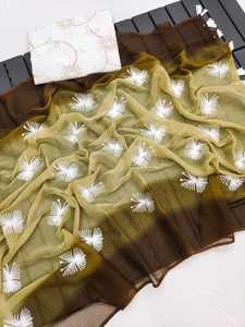 Saree en mousseline de soie Nora Pure Chinon pour femmes Type de vêtements indiens et pakistanais à faible taux - Product Image 6