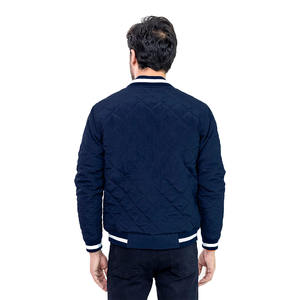 Blouson aviateur à fermeture éclair matelassé bleu fabriqué en usine pour hommes de qualité supérieure avec col montant disponible à la vente en gros à des prix abordables - Product Image 5