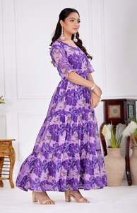 Designer Fantaisie Tenue Indienne Meilleur Tissu Vêtements Ethniques Magnifique Regard Georgette Avec Robe Imprimée Travail Fournisseur Mondial - Product Image 4