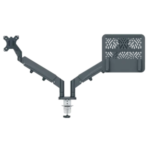 Ergo Braccio Doppio per Monitor Salvaspazio con Supporto per Laptop – Grigio Scuro - Product Image 1