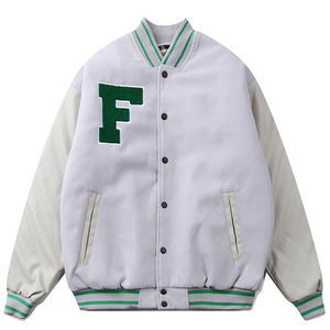 Veste universitaire à col montant pour homme et femme, col montant, patchwork, unisexe, oversize, lettres en fourrure, hiver - Product Image 3