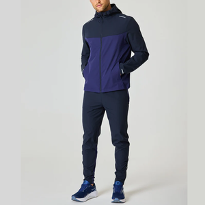 Ensemble de survêtement unisexe en nylon avec capuche, veste zippée et pantalon de jogging athlétique deux pièces coupe-vent, collection hiver 2025 – Vente en gros - Product Image 3
