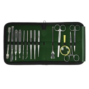 Espátula Agulha Ponto Reto Vidro De Lupa Fórceps Tecido Micro Fórceps Íris Scissor Student Kit 14 Pcs Dissection Kit