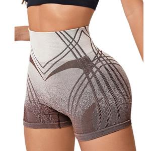Mallas de Yoga de entrenamiento de punto sin costuras, mallas deportivas de ciclista, pantalones cortos de gimnasio de cadera de melocotón, patrón rápido transpirable - Product Image 1