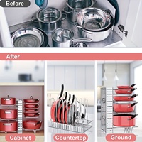 Étagère de rangement pour casseroles robuste à 8 niveaux, réglable, bricolage, support pour casseroles et couvercles, gain de place, organisateur de comptoir de cuisine, outil