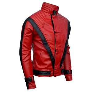 Veste élégante en cuir d'agneau véritable rouge et noir pour hommes, mode extérieure et streetwear - Product Image 1